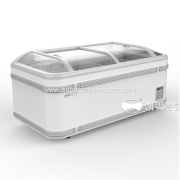 Supermarket frost free curved glass chest display freezer